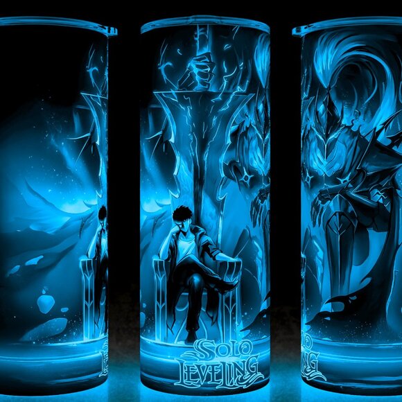 Glow in the Dark Solo Leveling Anime Sung Jinwoo and Igris Cup Mug Tumbler 20oz - Picture 1 of 6